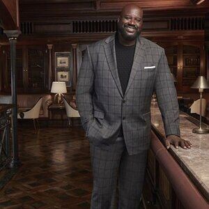 Shaquille O'Neal XLG Mens Big and Tall Plaid Stretch Fabric Regular Size 54R